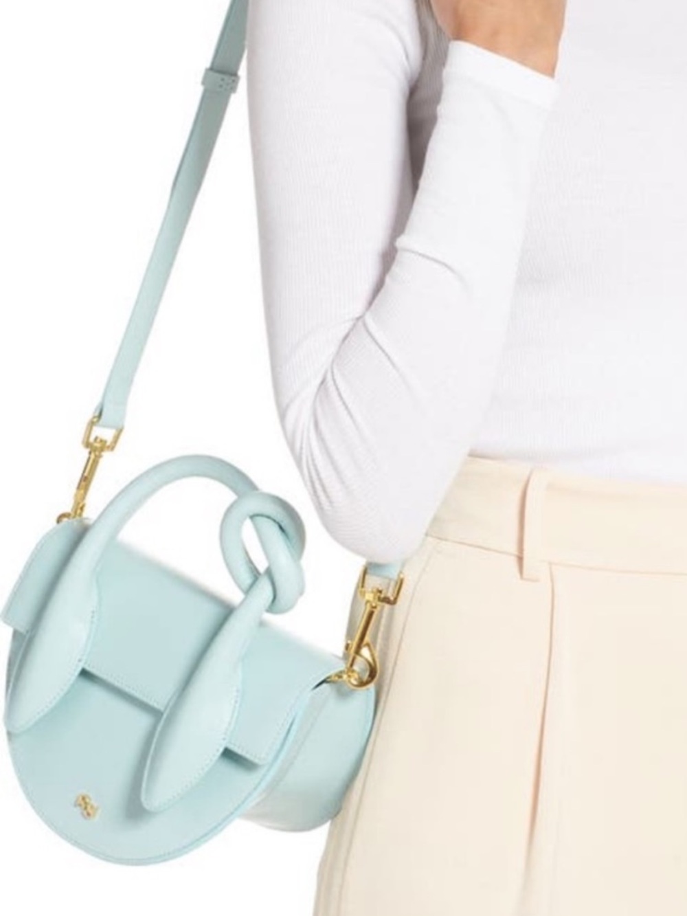 YUZEFI  Women’s Light Blue Knot-Handle Crossbody Bag